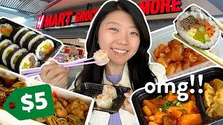 EATING LUNCH AT H-MART! Trying Korean Grocery Store FOODS 