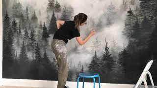 Forest Painting Wall Mural Timelapse