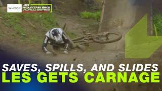 LES GETS CARNAGE | Slides, spills, and saves from the WETTEST UCI Downhill World Cup