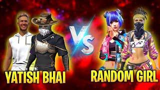 YATISH BHAI 2V2 RANDOM GIRL'SQUARD IN CUSTOM ROOM CHALLENGE IN GARENA FREE FIRE 