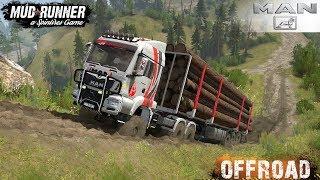 Spintires: MudRunner - MAN 6x6 Timber Truck Off-road Driving through Forest and Hilly Roads