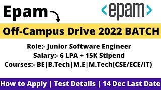 Epam Off Campus Drive 2022 |  Epam Recruitment Process 2022 | Salary 6LPA | Off Campus Drive 2022