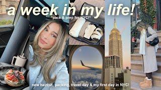 VLOG! pack & prep for NYC, hair makeover, organizing, & my first day in new york!