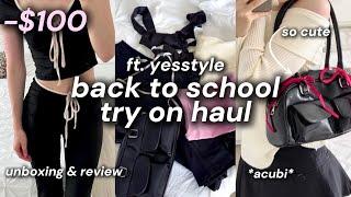 $100 YESSTYLE TRY ON HAUL | review & unboxing | trendy, aesthetic clothes | *acubi*