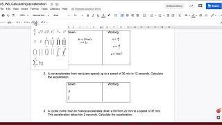 Inserting equations and superscript to Google Docs