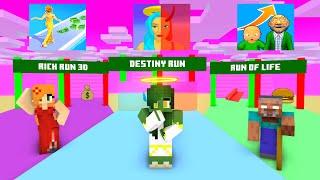 Minecraft, Rich Run | Run of Life | Destiny Run, ALL RUN CHALLENGE - Minecraft ALL SEASON Big School