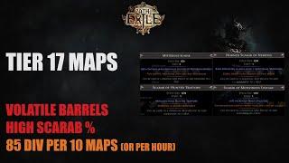 (3.24) T17 Strats - Volatile Barrels & High Scarab % - 85d/10 maps - Path Of Exile