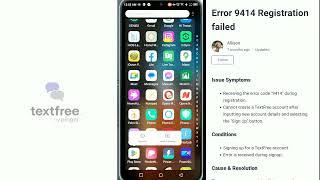 Textfree Registration failed with error@6135-9080