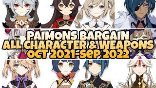 Paimon Bargain OCT2021 - SEP2022 Character & weapons genshinimpact