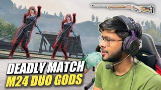 M24 ONLY SOLO VS DUO VERY INTENSE MATCH  | 1v2 M24 TDM MATCH | PUBG MOBILE