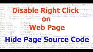 Disable Right Click Button or Hide Page Source Code
