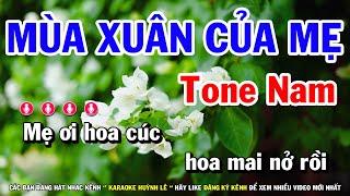 Karaoke Mùa Xuân Của Mẹ - Tone Nam Nhạc Sống Dễ Hát | Huỳnh Lê