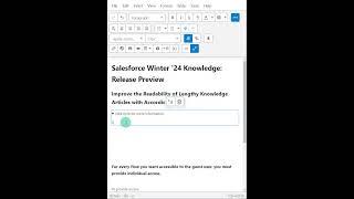 Salesforce Winter '24 Knowledge: Accordion Feature, Release Preview