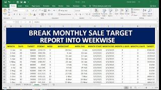 how to convert monthly data into weekly in excel