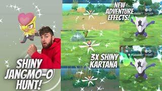 Shiny Jangmo-o Hunt! 3x Shiny Kartana and Pokemon Go’s *NEW* Adventure Effect Got Me THIS Shiny!