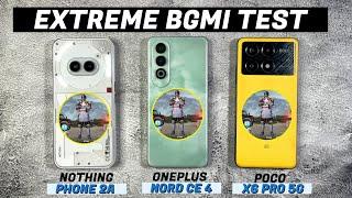 OnePlus Nord CE 4 vs Nothing Phone 2a vs Poco X6 Pro Pubg Test  OnePlus ka Kamal 