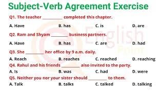Subject-Verb Agreement Exercise  | Most Important MCQs