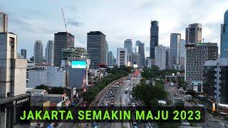 Video Drone Kota Jakarta 2023 Jalan Sudirman Thamrin dengan Gedung Pencakar Langit Berjejer