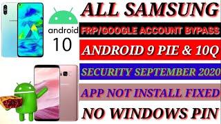 All SAMSUNG ANDROID 9 ANDROID 10Q FRP Bypass | APP NOT INSTALL FIXED-NO Pin-Security September 2020