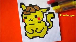 Детектив Пикачу Как нарисовать Покемона по клеточкам в тетради Pokemon Detective Pikachu Pixel Art