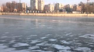 The River Pregolya in Kaliningrad is frozen