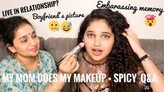 My Mom Does My Makeup!! + Spicy Q&A session | * I did not expect this * | Shruti Amin