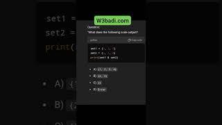 Python Quiz: Set Operations"#PythonSets #AdvancedPython #ProgrammingBasics #TechTrivia  #learnpython