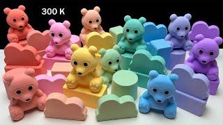 ASMR baking soda | Holiday rainbow bears | 10 colors