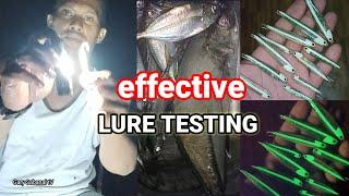 EFFECTIVE LURE TESTING/bira-bira fishing single lure using glow in the dark limbag spoon lure #diy