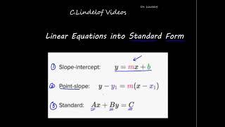 Writing Linear Functions in STANDARD FORM