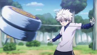 Killua shows off his Yoyo's, Killua vs Bomber Sabu