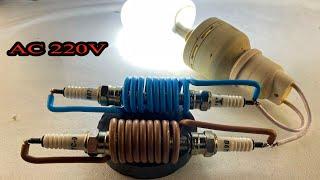 New Create AC 220Volt Free Energy Generator Using Big Copper Wire & Spark Plug #technology #diy