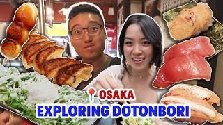 Exploring DOTONBORI! | Eating the BEST Sushi?! | 4K Japan travel food couples vlog