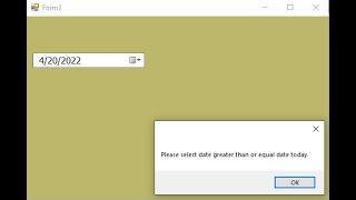 Visual Basic. net tutorial: validate Datetimepicker that the select date greater than  date today