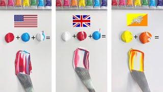 What color do mixed flags make? (Part1) #paintmixing #colormixing #satisfying #asmrart