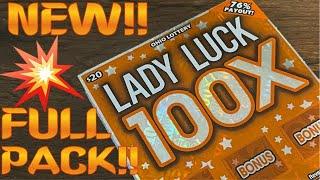 LADY LUCK 100X!! NEW $20 TICKET!! $500 FULL BOOK!! OHIO LOTTERY SCRATCH OFFS!!