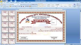 Automatic Certificate design using ms word 2019 | Part 2 | how to make certificate design in ms word