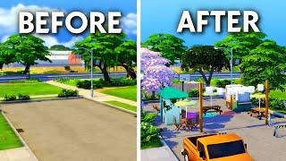 transforming a boring street using the TOOL mod in The Sims 4 - Speed Build