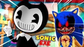 Minecraft SONIC.EXE - BENDY MUST DEFEND THE INK MACHINE FROM EVIL SONIC.EXE - Modded Gameplay