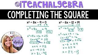 Algebra 1 - Solving Quadratic Equations by Completing the Square