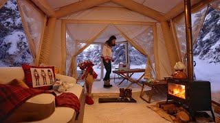 CHRISTMAS CAMP IN HEAVY SNOW WITH OUR NEW TENT