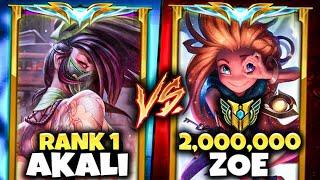 Rank 1 Akali vs. 2,000,000 Mastery Zoe (Hardest Counter)