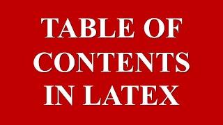 How to make table of contents in Latex