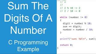 Sum The Digits Of A Number | C Programming Example