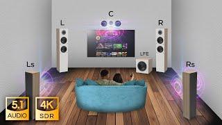 5.1 Surround Sound Test PCM | Dolby Digital 5.1 Test | 4K