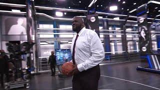 SHAQ showed the studio that he can still dunk 