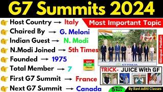 G7 Summit 2024 Current Affairs | G7 Summit 2024 MCQ | G7 Summit 2024 Gk Questions |Imp Summits 2024