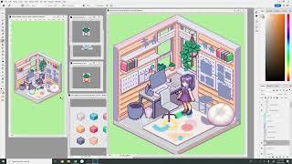 ️ Isometric office  - Pixel art timelapse tutorial