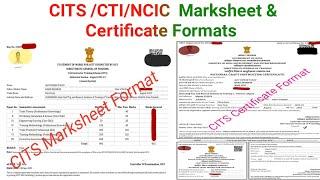 My CITS / CTI / NCIC / ITI Instructor Marksheet & Certificate Formats issued by NCVT,DGT,MSDE