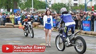 Stunt challenge Slim Beauties of Japanese riders with Yamaha Y15ZR (LC 150) and Yamaha YZF-R3 